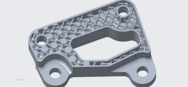 A lattice structure created in Creo for additive manufacturing.