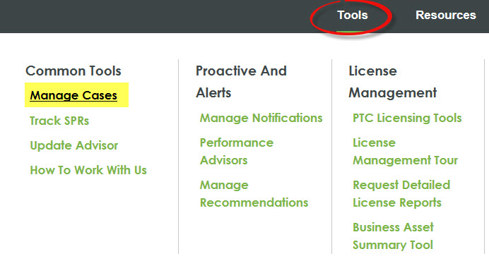 Manage Cases Nav Menu